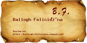 Ballogh Feliciána névjegykártya